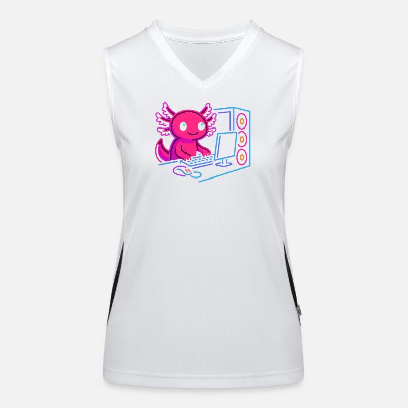 Conception de PC de jeu Axolotl Gamer Style Neon Débardeur respirant contrasté Femme
