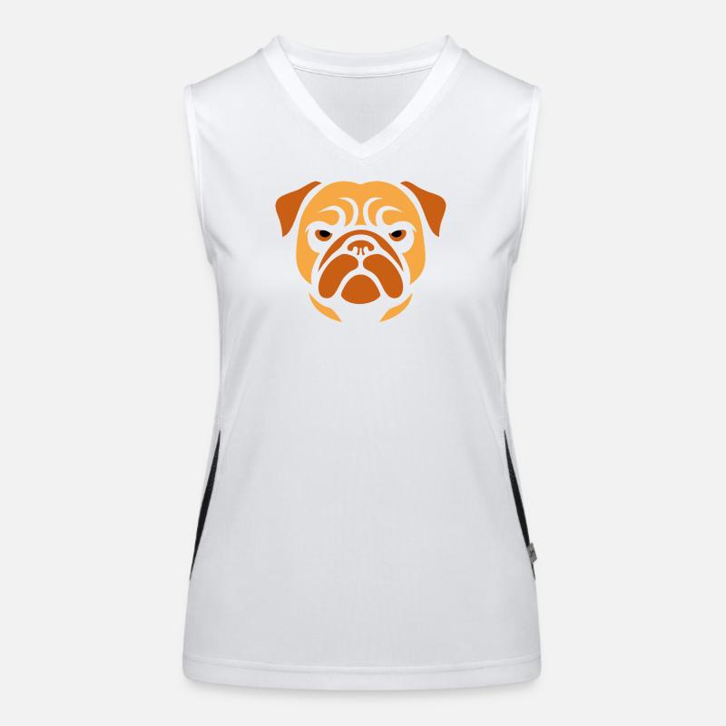Pug , Dog head Women's Functional Contrast Tank Top