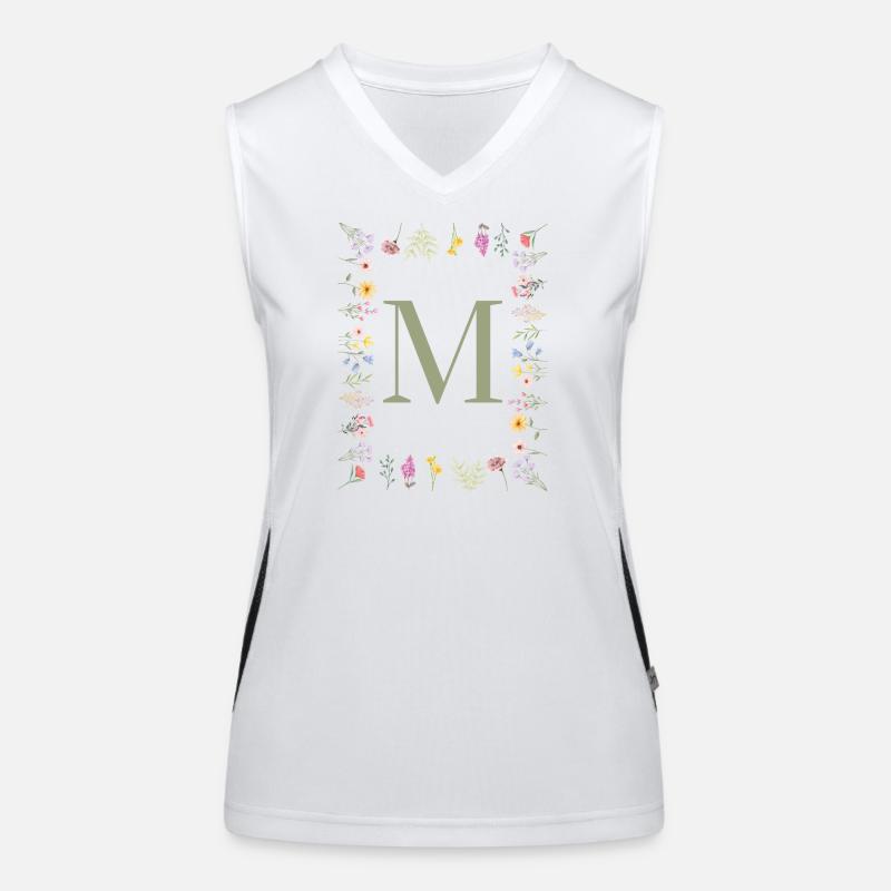 Monogramme floral initial M Débardeur respirant contrasté Femme