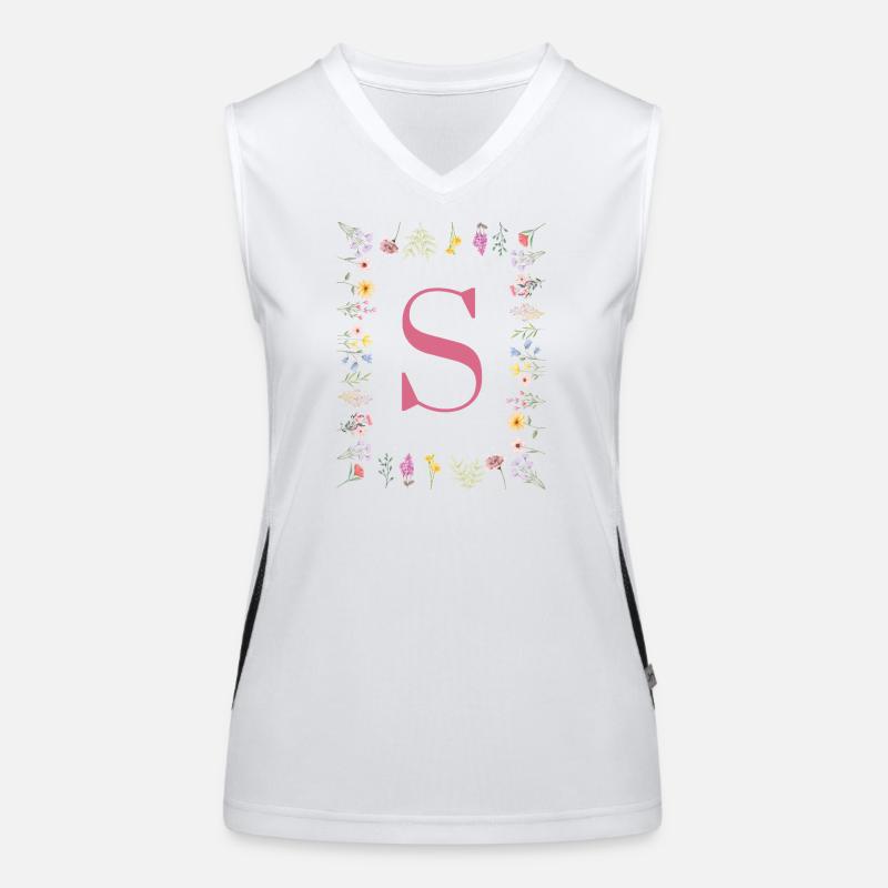 Initial S Blumenmonogramm Funktionelles Kontrast-Tank Top für Frauen