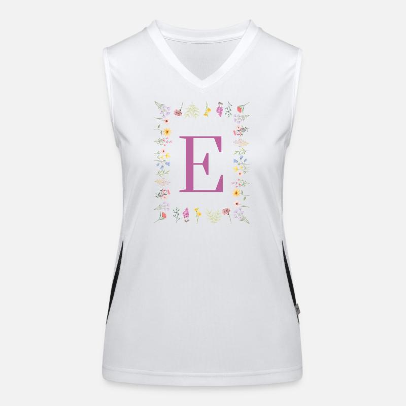 Monogramme E avec des fleurs de printemps Débardeur respirant contrasté Femme