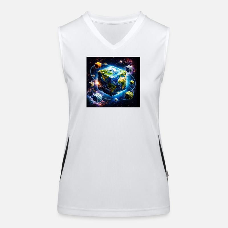 Earth Cube in Space Women's Functional Contrast Tank Top