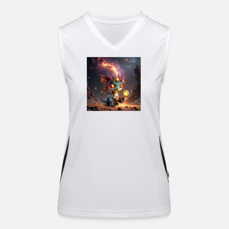 Leuchtender Steampunk-Drache mit Zahnrädern Funktionelles Kontrast-Tank Top für Frauen