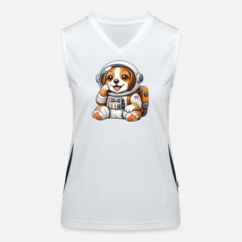 Dessin animé Astronaute Beagle Explorateur de l’Espace mignon Débardeur respirant contrasté Femme