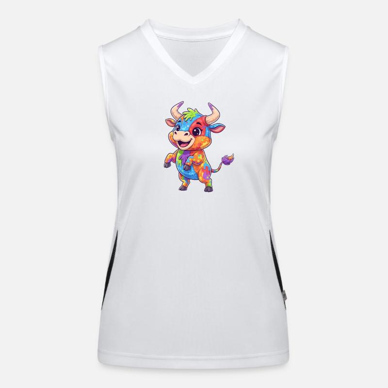 Farbenfrohe Kuh Farbexplosion Funktionelles Kontrast-Tank Top für Frauen