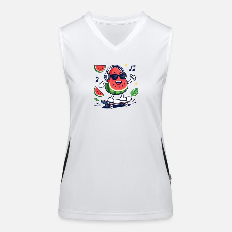 Rhythmic Watermelon in Skateboarding Women's Functional Contrast Tank Top