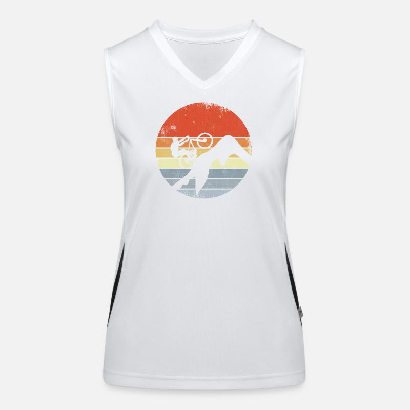 Vintage Mountain Biker Drawing Women's Functional Contrast Tank Top