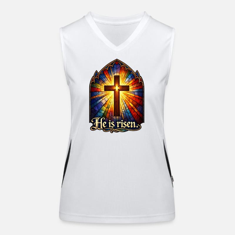 He is risen Funktionelles Kontrast-Tank Top für Frauen
