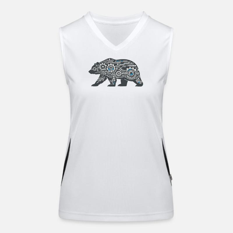 Kibernetic Bear Circuit Pattern Women's Functional Contrast Tank Top