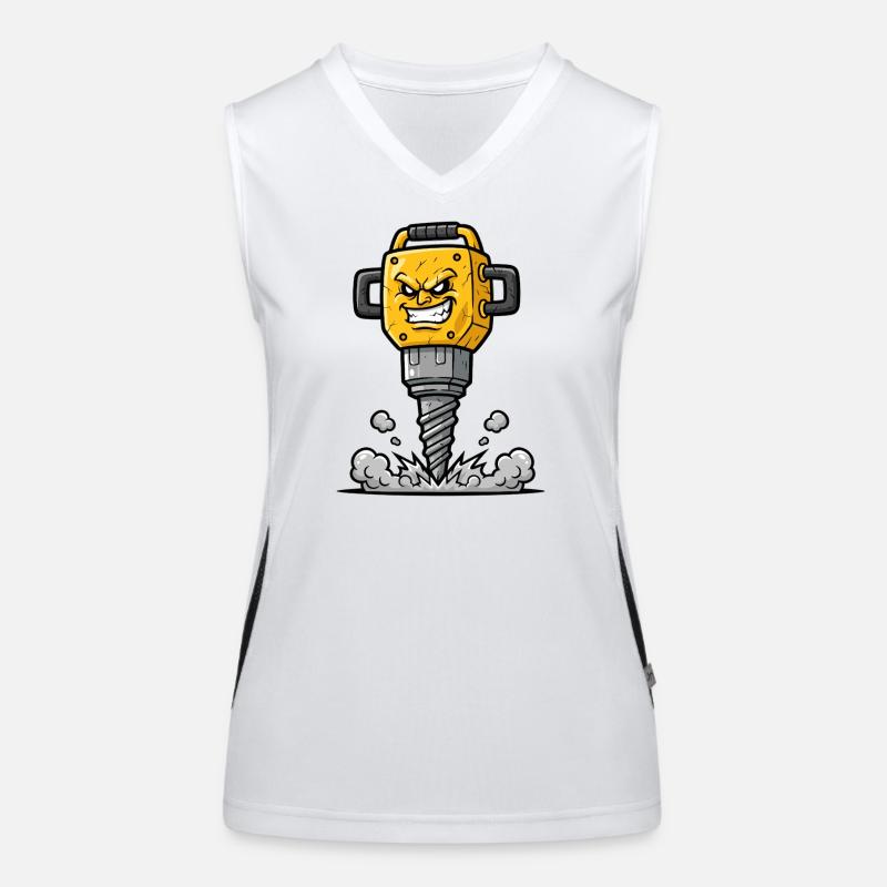 Angry Drill Cartoon with Explosion Women's Functional Contrast Tank Top