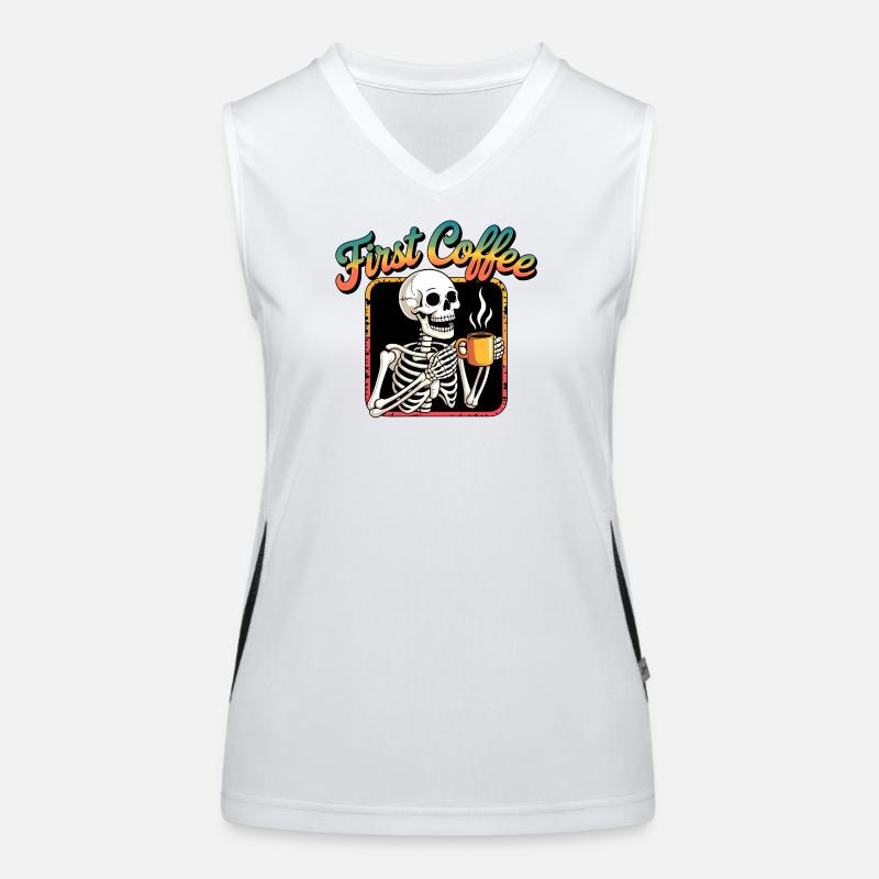 First Coffee Skeleton Women's Functional Contrast Tank Top