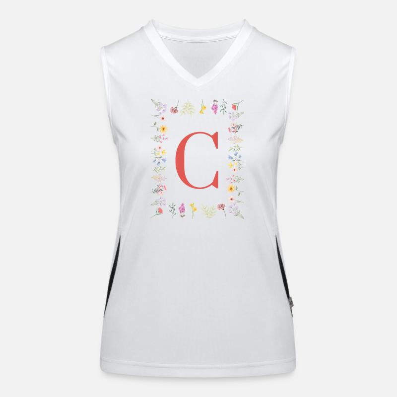 Florale Initialen "C", Buchstaben Monogramm  Funktionelles Kontrast-Tank Top für Frauen