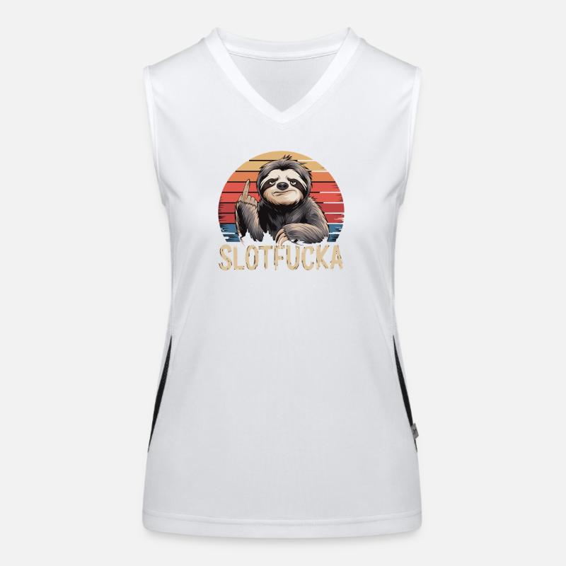 Sloth Middle Finger Retro Humor Sarcasm Women's Functional Contrast Tank Top
