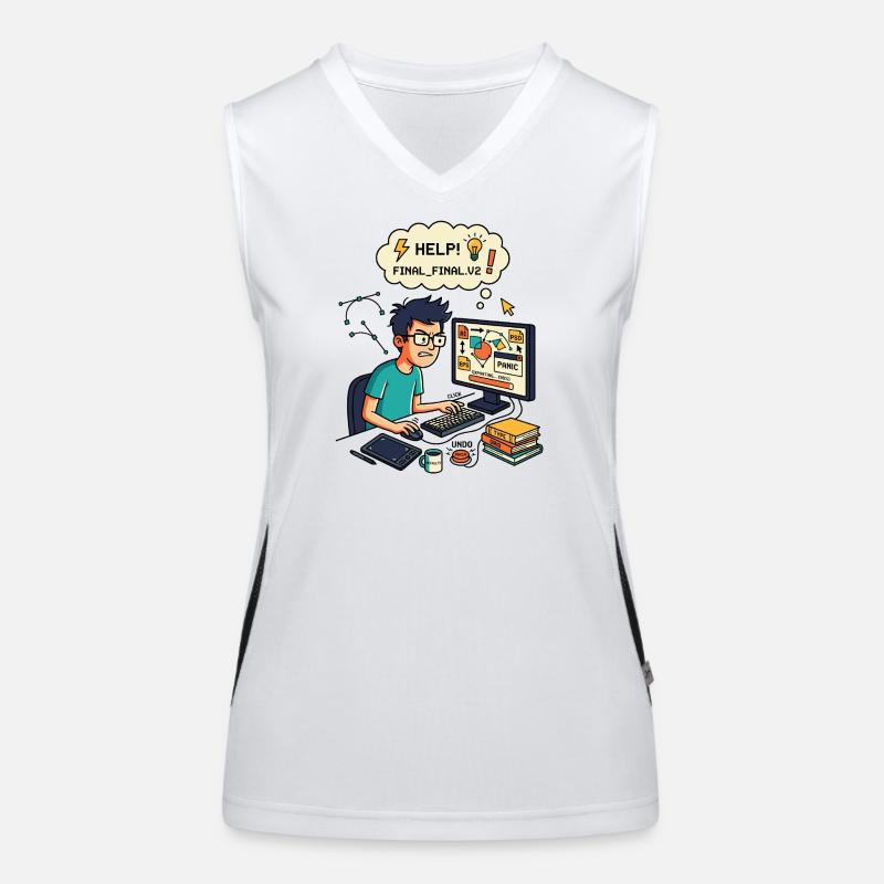 Graphic Designer Chaos Export Panic Funktionelles Kontrast-Tank Top für Frauen