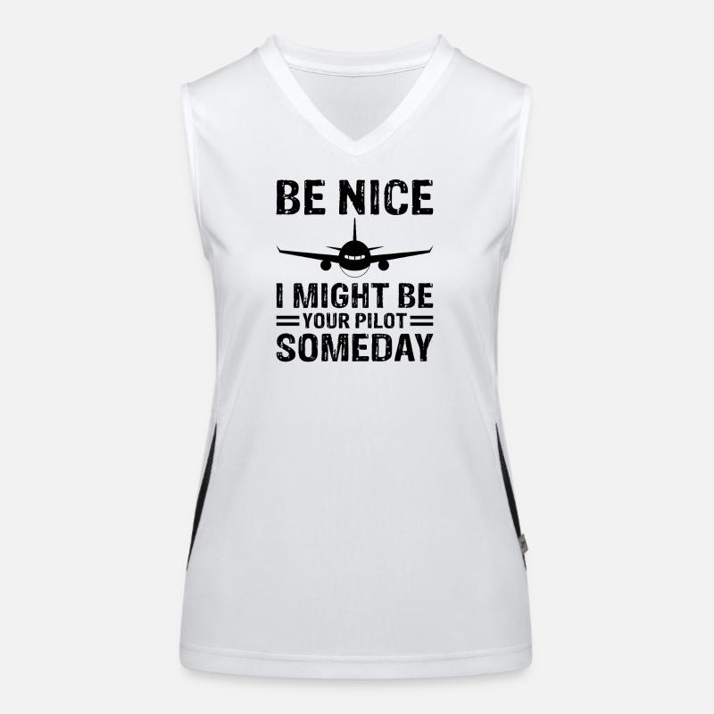 Be Nice I Might Be Your Pilot Funny Aviation Humor Women's Functional Contrast Tank Top