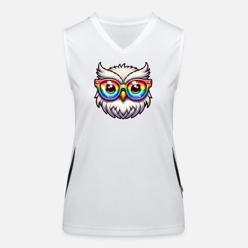 Regenbogen Eule Brille Funktionelles Kontrast-Tank Top für Frauen