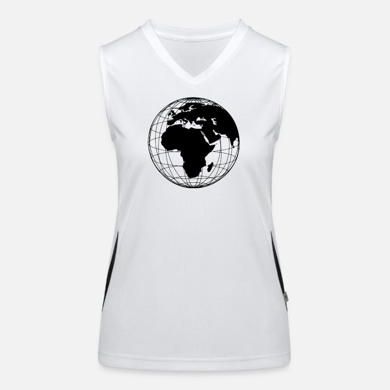 Globe Earth Modern Minimalist - Black Women's Functional Contrast Tank Top