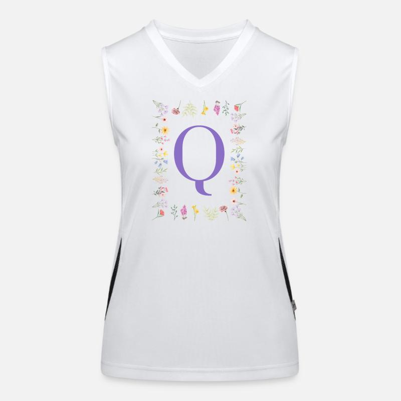 Monogramm "Q", florale Initialen Funktionelles Kontrast-Tank Top für Frauen