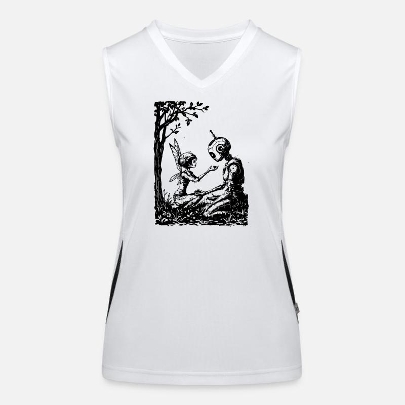 Fairy Fixing a Robot Women's Functional Contrast Tank Top