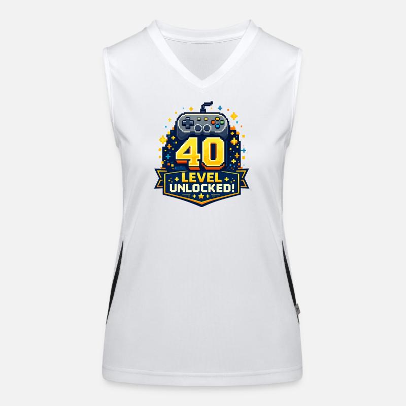 40 Level Unlocked Retro Controller Women's Functional Contrast Tank Top