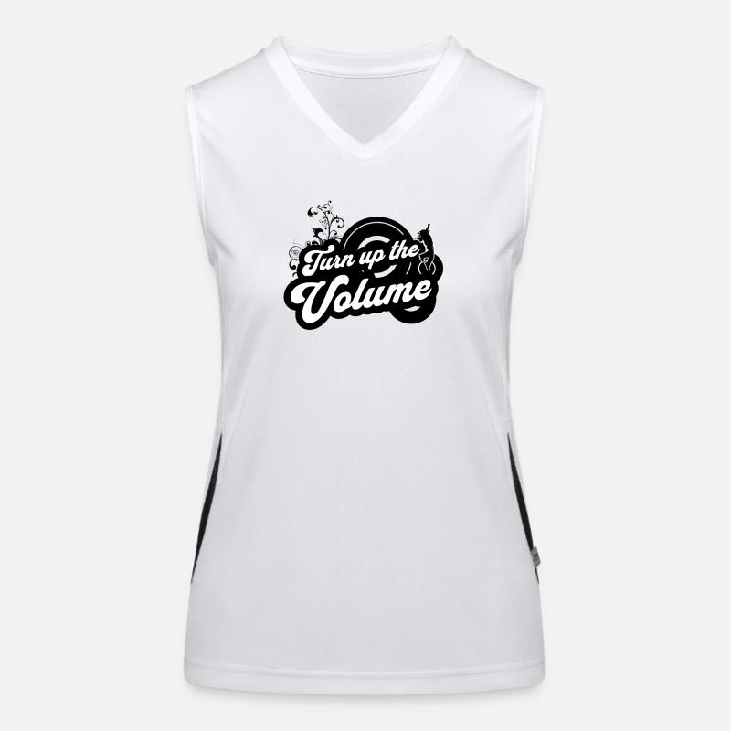 Volume Up — Black Retro Script Women's Functional Contrast Tank Top