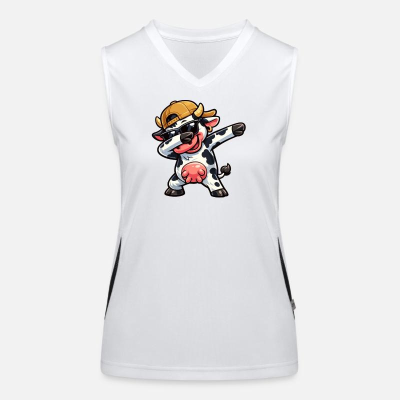 Dabbing Cow Funktionelles Kontrast-Tank Top für Frauen