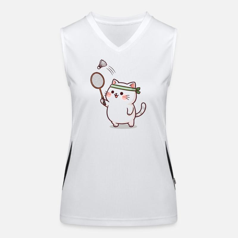 Cute cat playing badminton - Design sporti Women's Functional Contrast Tank Top