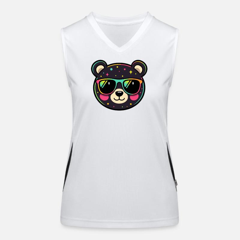 Polychromer Neon-Panda mit Brille Funktionelles Kontrast-Tank Top für Frauen