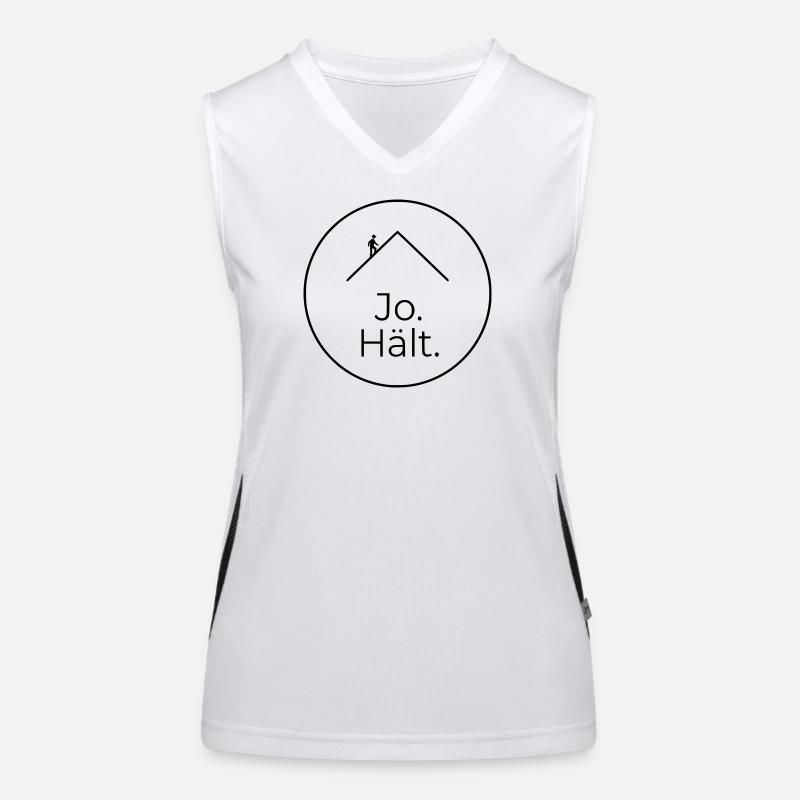 Dachdecker Jo Hält Spruch Badge Funktionelles Kontrast-Tank Top für Frauen