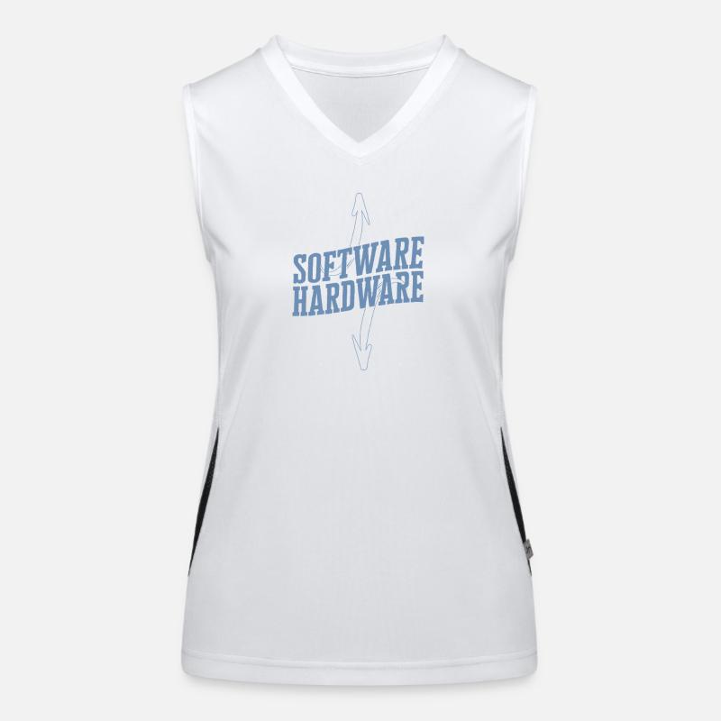 Funny IT Saying Software Hardware Word Game Women's Functional Contrast Tank Top
