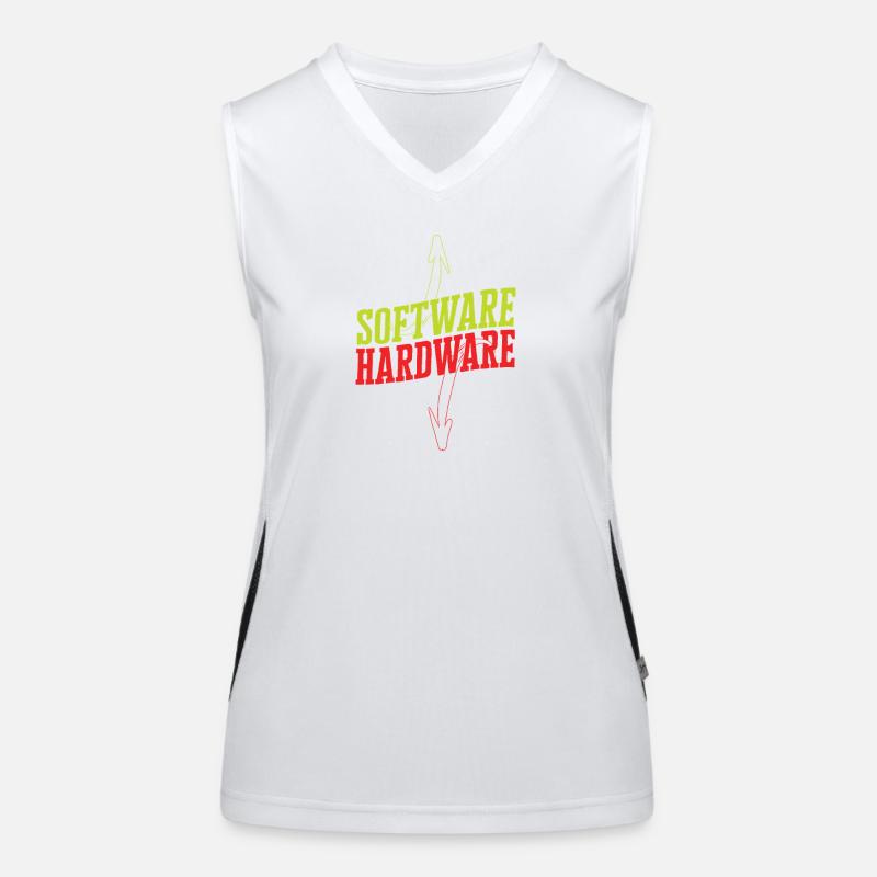 Funny IT Saying Software Hardware Word Game Women's Functional Contrast Tank Top