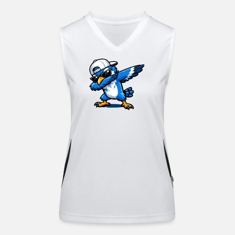 Dabbing Blue Jay Funktionelles Kontrast-Tank Top für Frauen