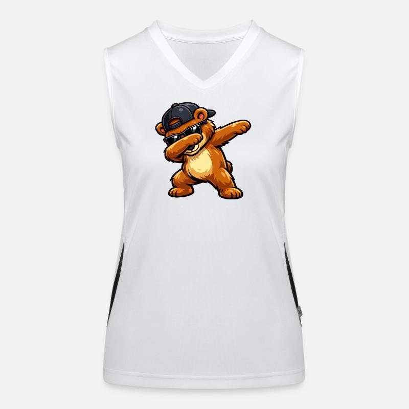 Dabbing Bear Funktionelles Kontrast-Tank Top für Frauen