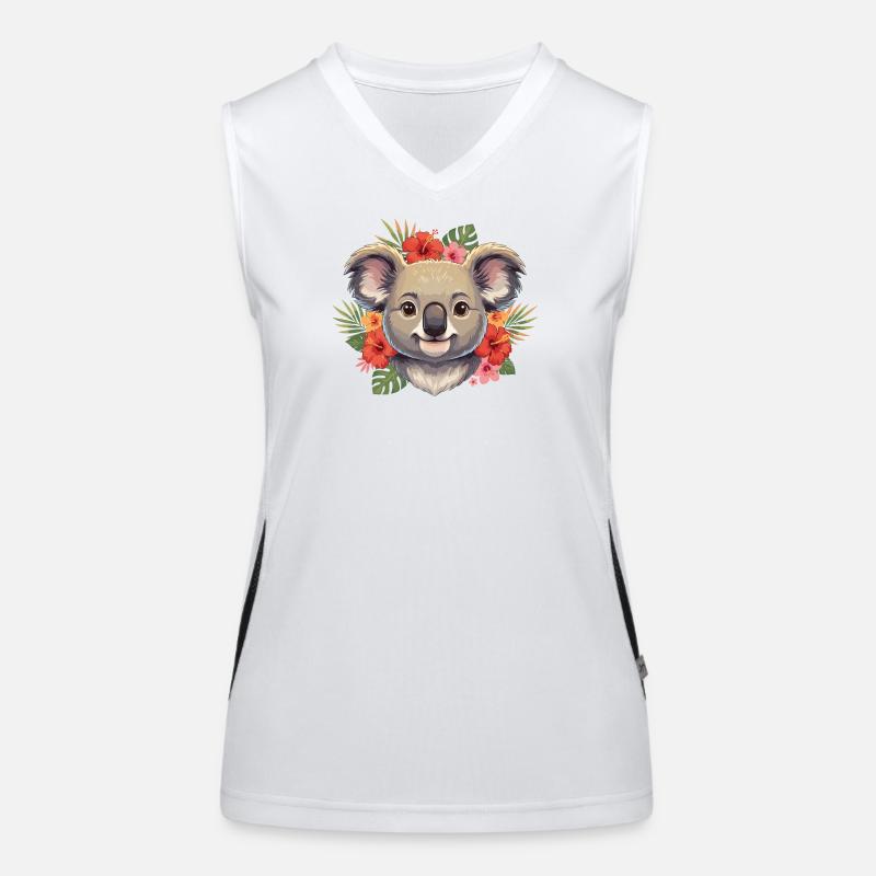 Koala avec une couronne de fleurs Débardeur respirant contrasté Femme