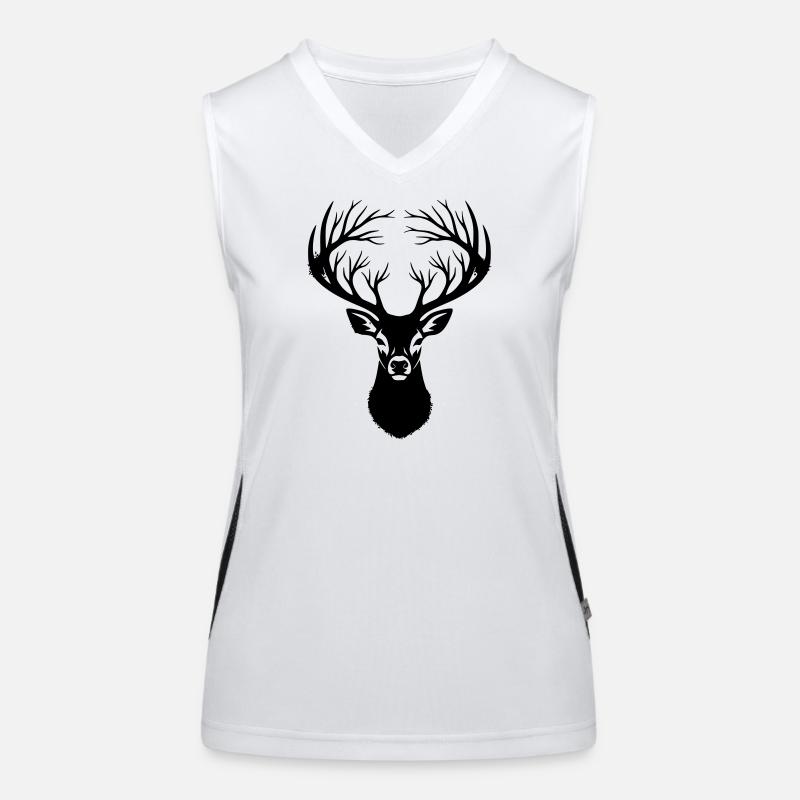 Deer Head Antler Silhouette Women's Functional Contrast Tank Top