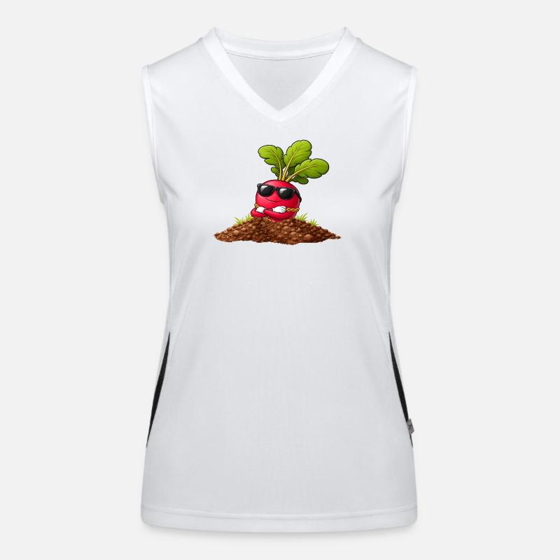 Cooles Radieschen mit Sonnenbrille und Kette  Funktionelles Kontrast-Tank Top für Frauen
