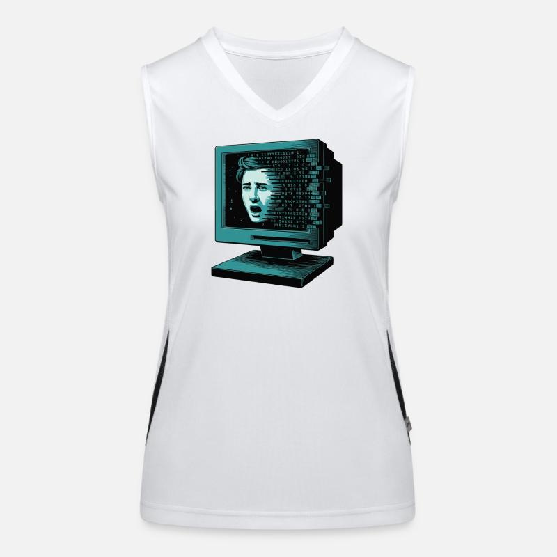 Retro Computer Terror Retroglitch AI Women's Functional Contrast Tank Top