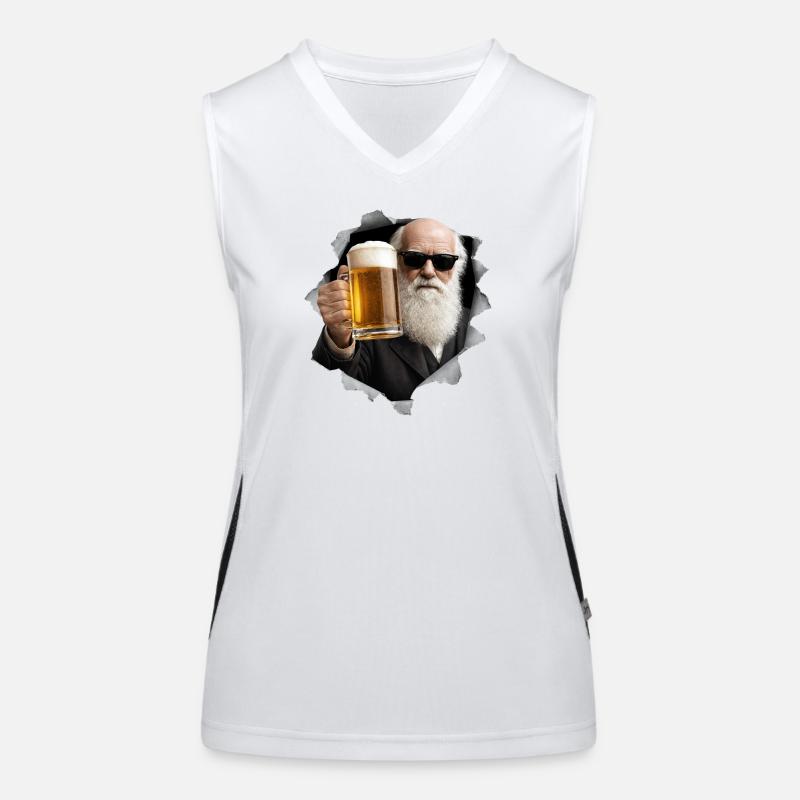 Charles Darwin holds a beer Women's Functional Contrast Tank Top