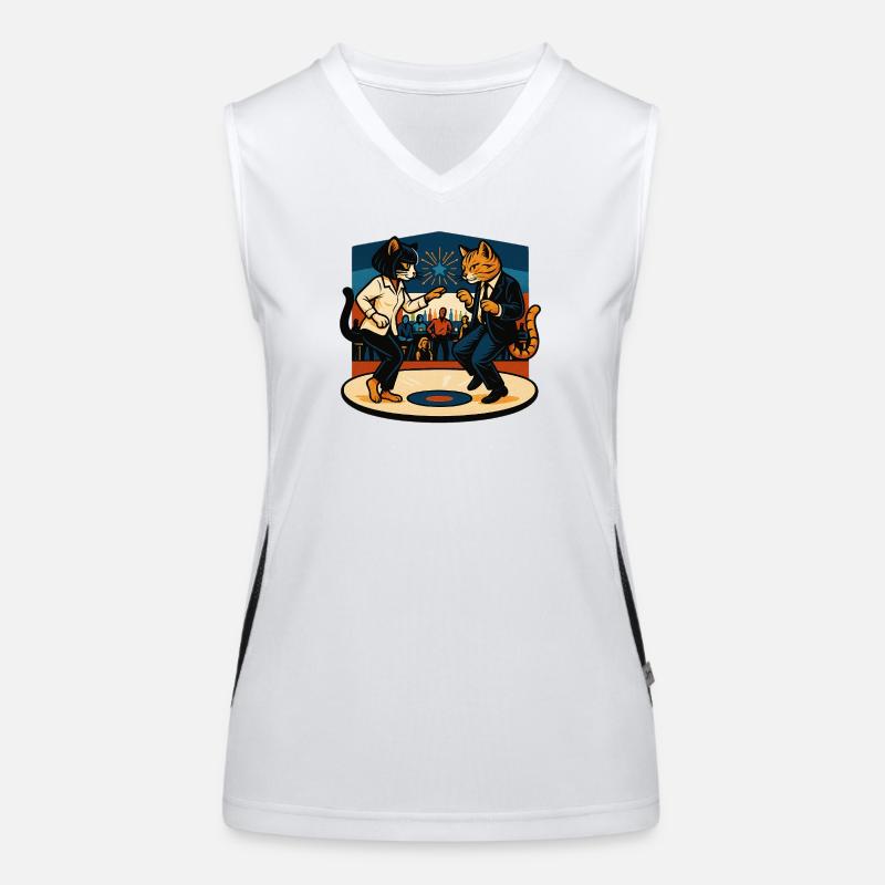 Two Retro Cats Dancing – Vintage Style Women's Functional Contrast Tank Top