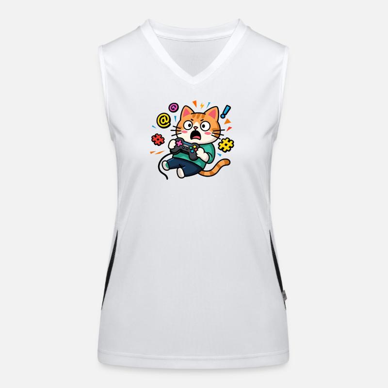Gamer Cat Unleashed Women's Functional Contrast Tank Top