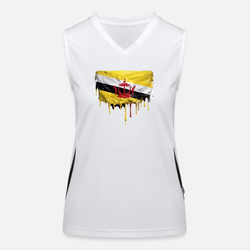 Brunei Flags Drop Art Women's Functional Contrast Tank Top