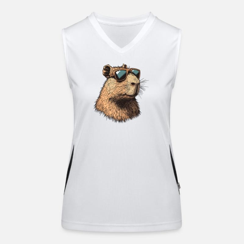 Capybara avec lunettes de soleil Débardeur respirant contrasté Femme