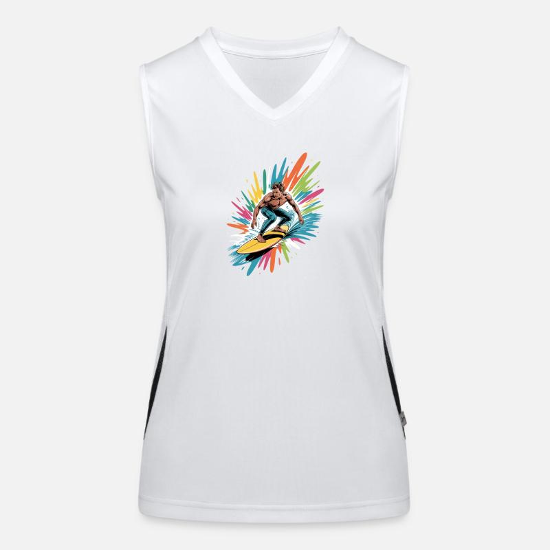 Bunter Surfer Wasserfarben Spritzer Graffiti Funktionelles Kontrast-Tank Top für Frauen