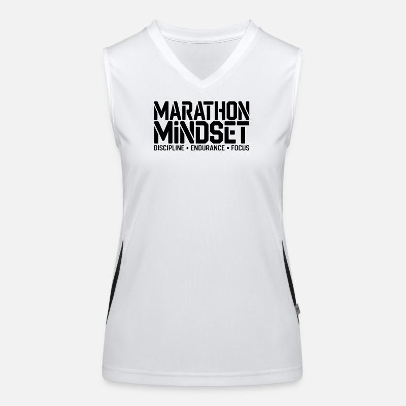 Marathon Mindset: Disziplin & Ausdauer Funktionelles Kontrast-Tank Top für Frauen