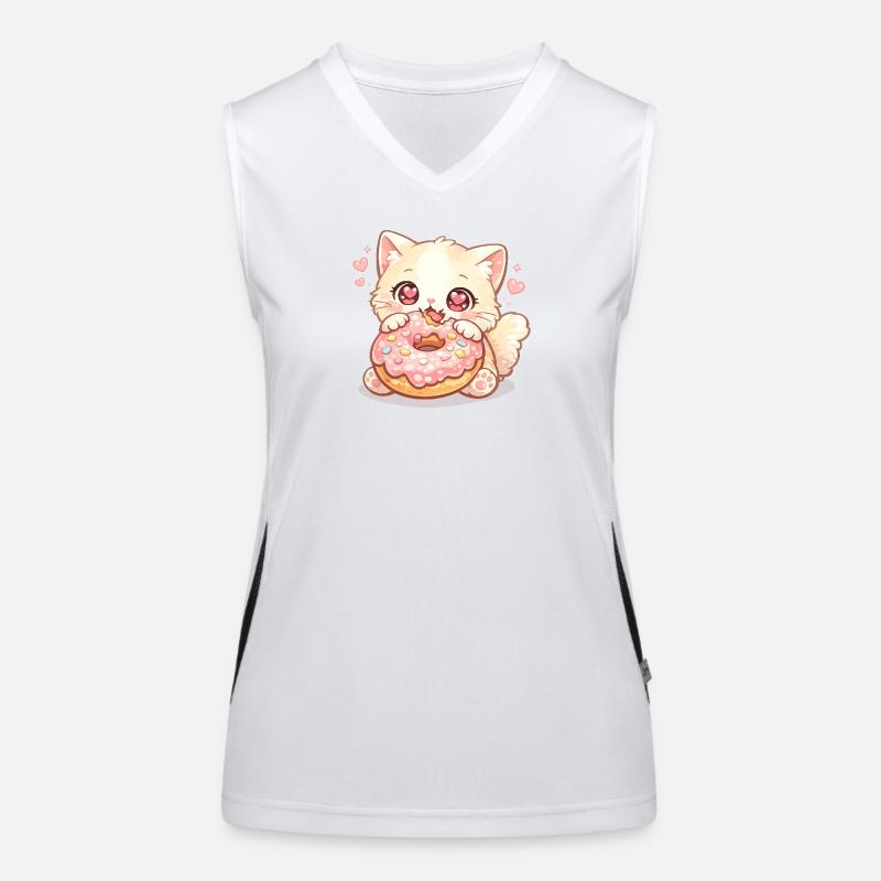 Kätzchen mit Donut Funktionelles Kontrast-Tank Top für Frauen