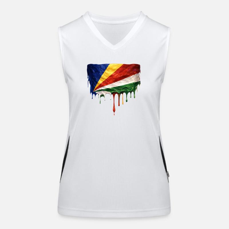 Art de la chute du drapeau des Seychelles Débardeur respirant contrasté Femme