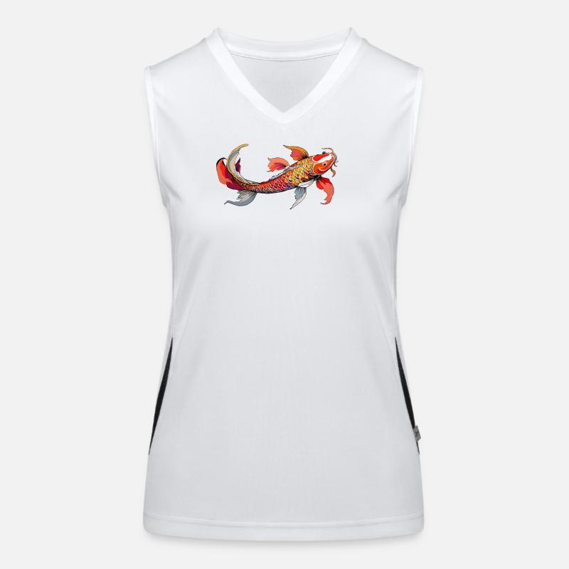 Regenbogen-Koi auf Schwarz Funktionelles Kontrast-Tank Top für Frauen
