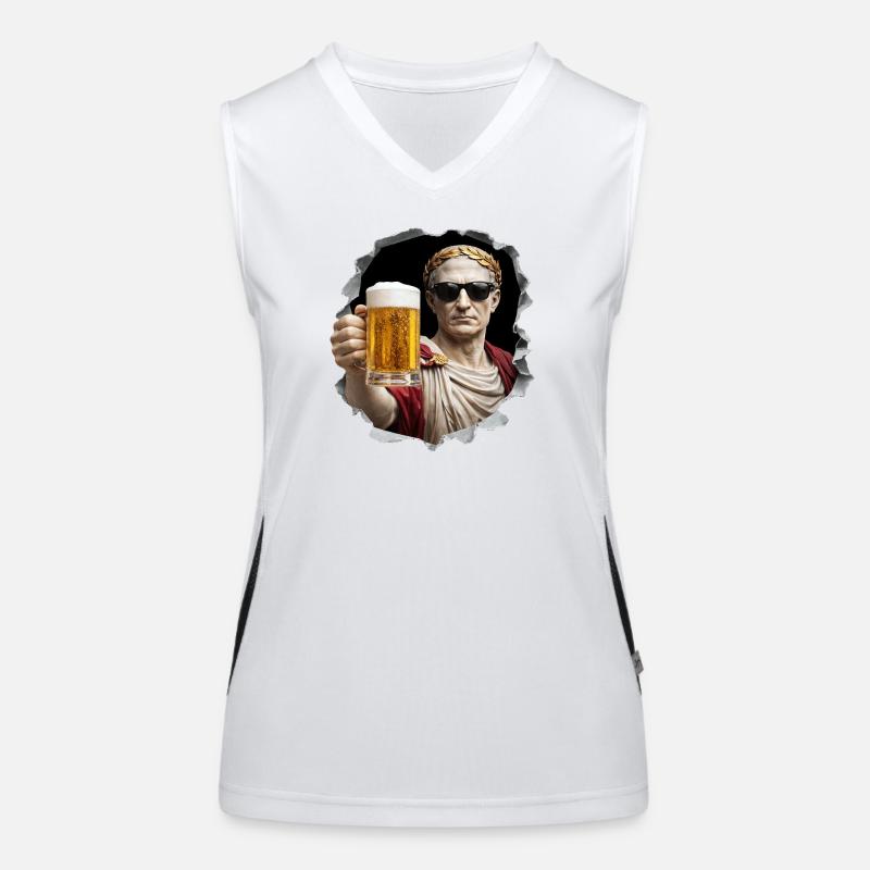 Caesar with beer and sunglasses Women's Functional Contrast Tank Top