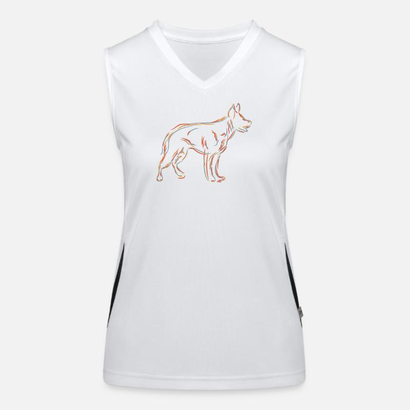 German Shepherd Drawing Women's Functional Contrast Tank Top