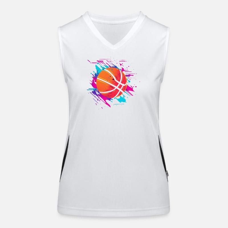 Basketball Synthwave Funktionelles Kontrast-Tank Top für Frauen